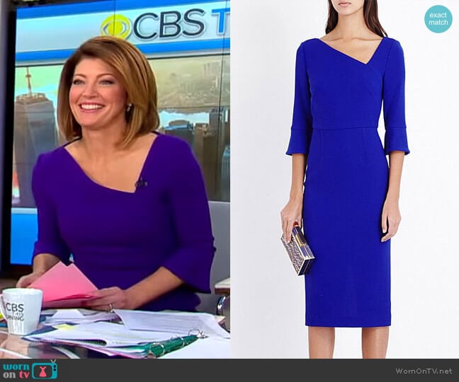 WornOnTV: Norah’s blue asymmetric v-neck dress on CBS This Morning ...