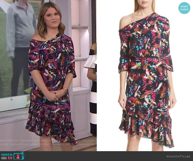 WornOnTV: Jenna’s black printed one-shoulder dress on Today | Jenna ...