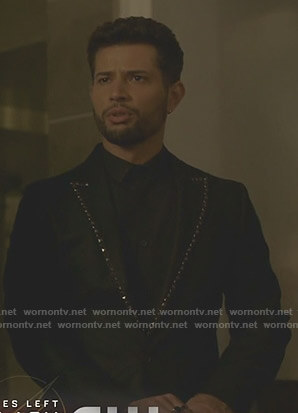 Sam's black studded lapel blazer on Dynasty
