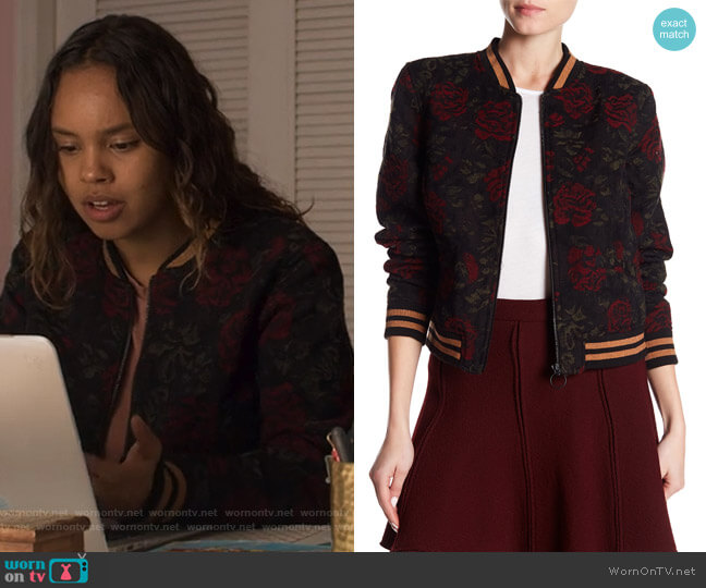 Floral Print Bomber Jacket by Sanctuary worn by Jessica Davis (Alisha Boe) on 13 Reasons Why