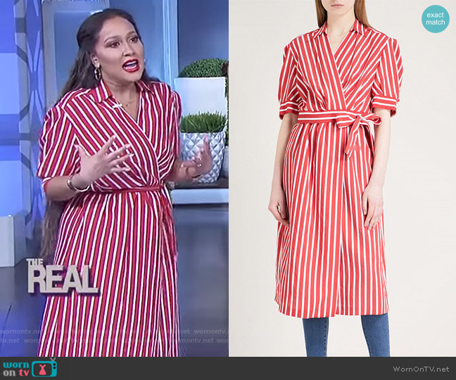 WornOnTV: Adrienne’s red striped wrap shirtdress on The Real | Adrienne ...