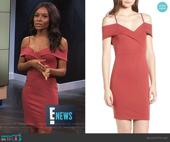 WornOnTV: Zuri’s red off shoulder body-con dress on E! News | Zuri Hall ...