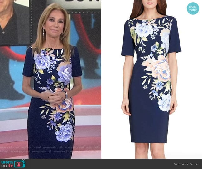 WornOnTV: Kathie’s navy floral sheath dress on Today | Kathie Lee ...