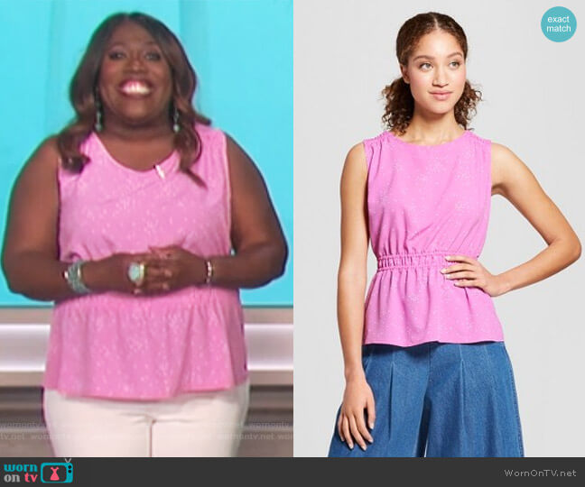 Printed Cinched Waist Blouse by A New Day at Target worn by Sheryl Underwood on The Talk