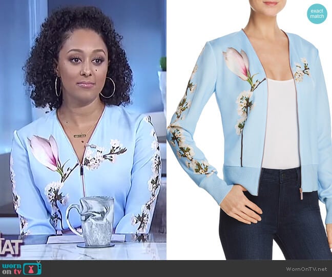 Jayniee Harmony Bomber Jacket by Ted Baker worn by Tamera Mowry on The Real