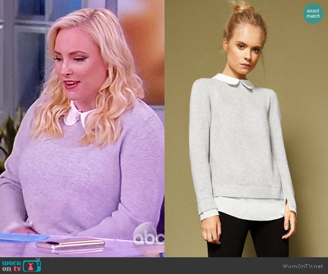 Scallop collar wool and silk-blend jumper by Ted Baker worn by Meghan McCain on The View