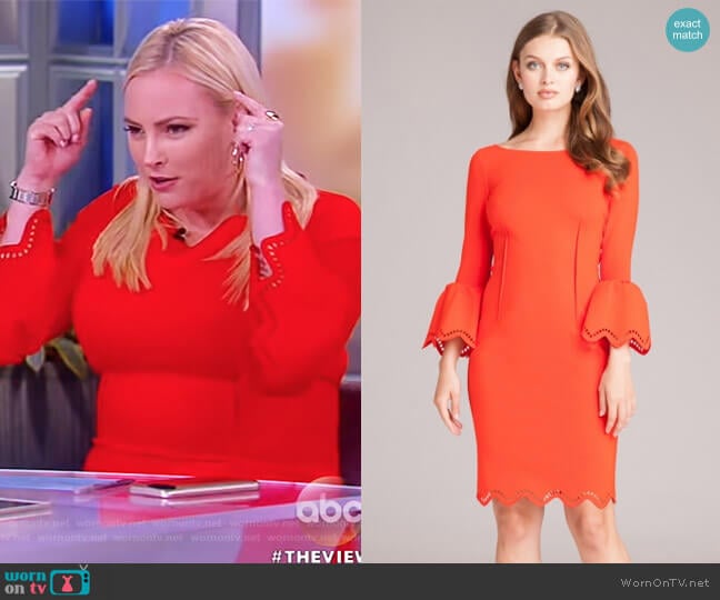 Bell Sleeve Dress with Lazer-cut Accents by Teri Jon worn by Meghan McCain on The View