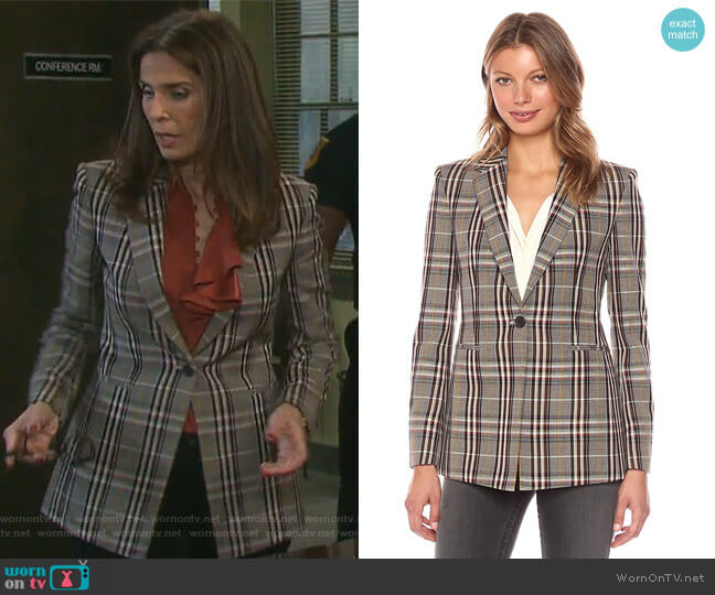 Power Plaid Blazer by Theory worn by Hope Williams (Kristian Alfonso) on Days of our Lives