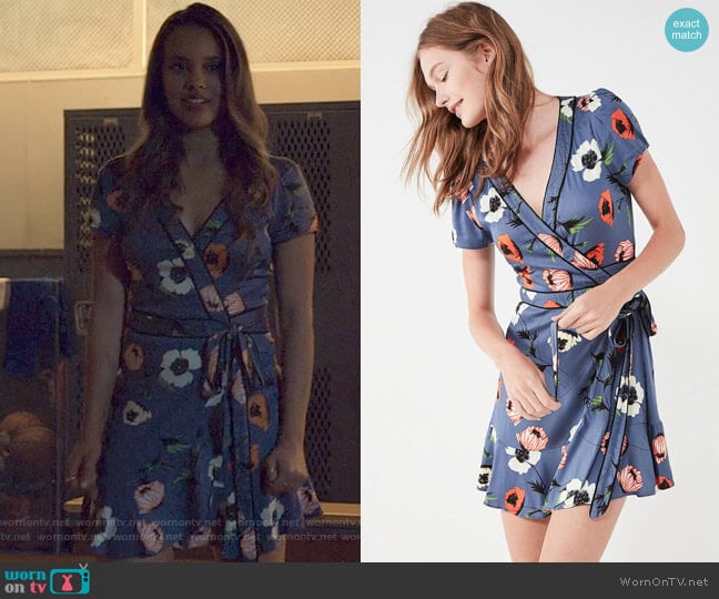 Rita Wrap Dress by Kimchi Blue at Urban Outfitters worn by Jessica Davis (A...