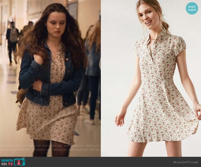 Rosebud Fit Flare Shirt Dress by Kimchi Blue at Urban Outfitters worn by Hannah Baker (	Katherine Langford) on 13 Reasons Why