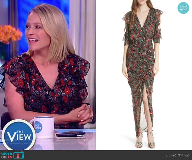 Cecile ruffled floral-print silk-chiffon maxi dress by Veronica Beard worn by Sara Haines on The View