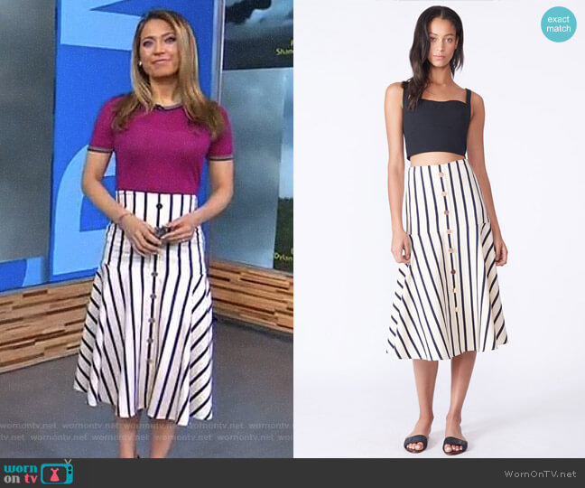 WornOnTV: Ginger’s white striped skirt on Good Morning America | Ginger ...