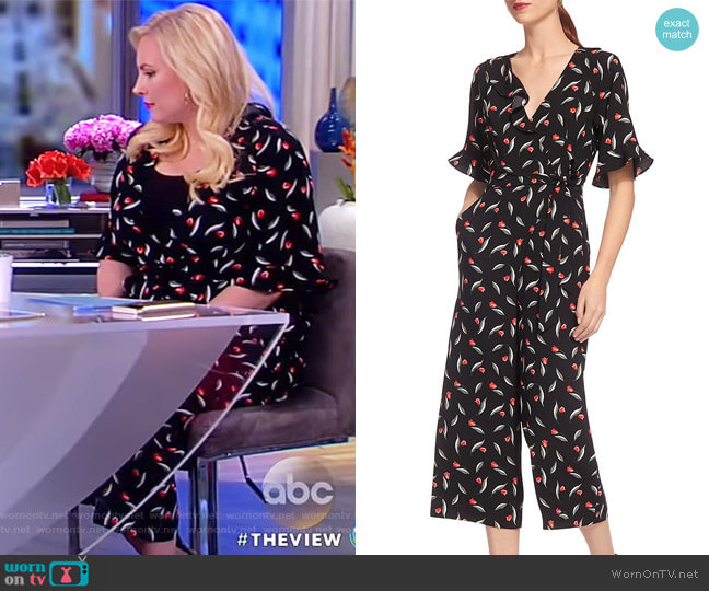 Alma Tulip-Print Wrap Jumpsuit by Whistles worn by Meghan McCain  on The View