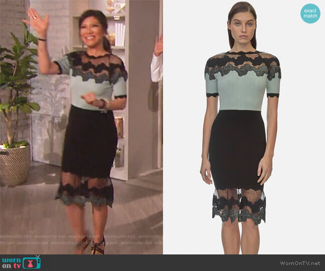 Shell Lace Knit Dress by Yigal Azrouel worn by Julie Chen on The Talk