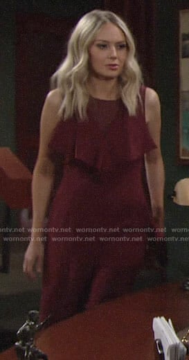 Abby’s burgundy jumpsuit on The Young and the Restless