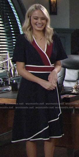 WornOnTV: Abby's navy wrap dress with white trim on The Young and the  Restless | Melissa Ordway | Clothes and Wardrobe from TV