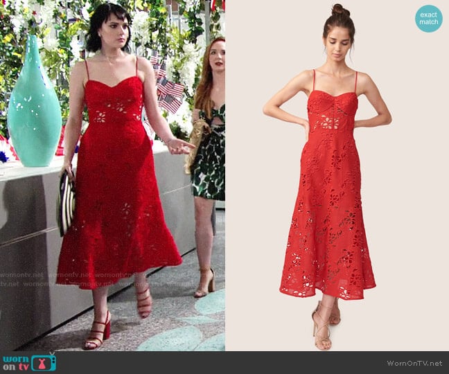 ABS Allen Schwartz Eden Embroidered Dress worn by Tessa Porter (Cait Fairbanks) on The Young and the Restless