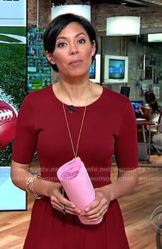 Alex’s red short sleeve dress on CBS This Morning