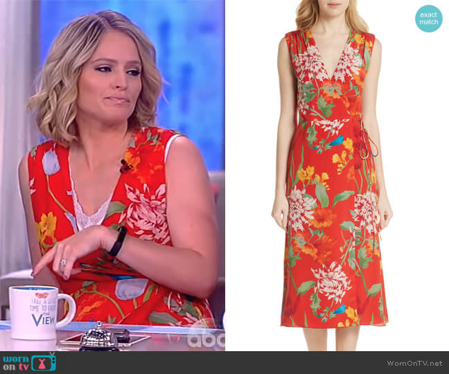 Tasia Floral Print Silk Wrap Dress by Alice + Olivia worn by Sara Haines on The View