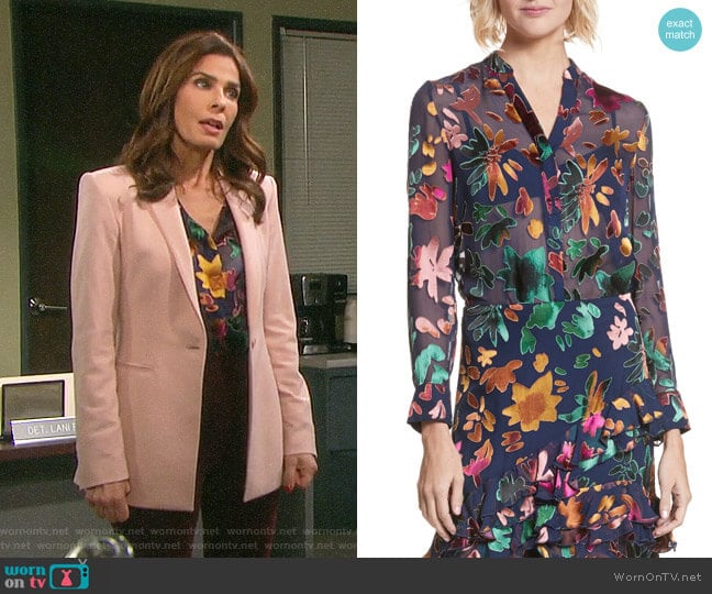 Alice + Olivia Amos Blouse worn by Hope Williams (Kristian Alfonso) on Days of our Lives