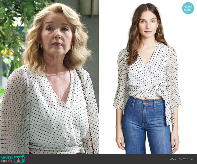 Alice + Olivia Bray Blouse worn by Nikki Reed Newman (Melody Thomas-Scott) on The Young and the Restless