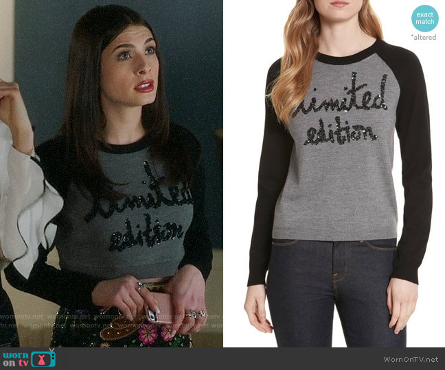 Alice + Olivia Gretta Limited Edition Pullover worn by Alexis Gleen (Niki Koss) on Famous in Love