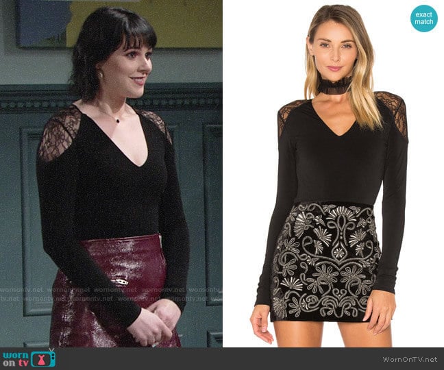 Alice + Olivia Nancey Bodysuit worn by Tessa Porter (Cait Fairbanks) on The Young and the Restless