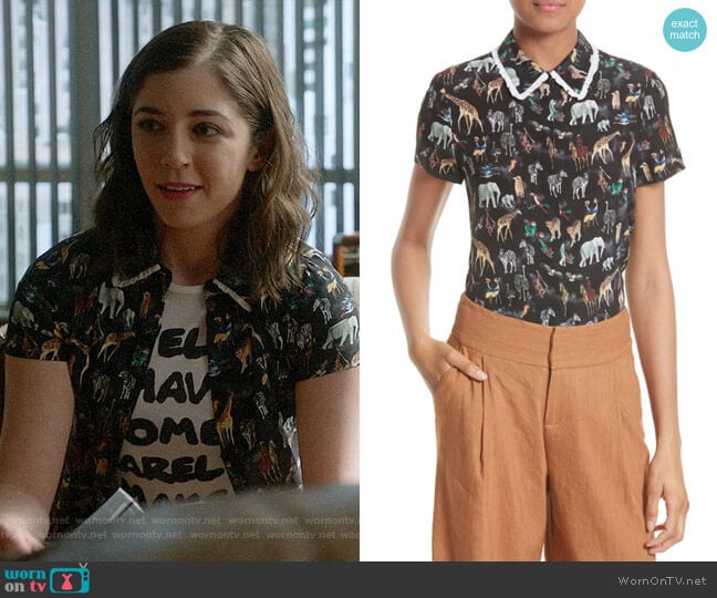 Alice + Olivia Willa Animal Print Shirt worn by Cable McCrory (Annabelle Attanasio) on Bull