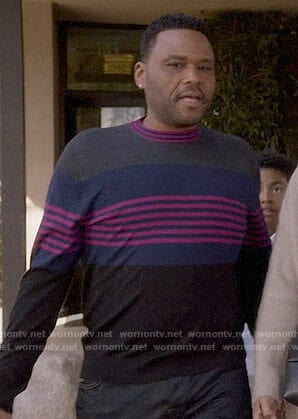 Andre’s sweater with pink stripes on Black-ish