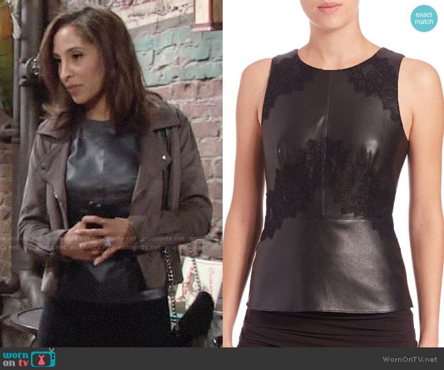 Bailey 44 Kelly Embroidered Leather top worn by Lily Winters (Christel Khalil) on The Young and the Restless