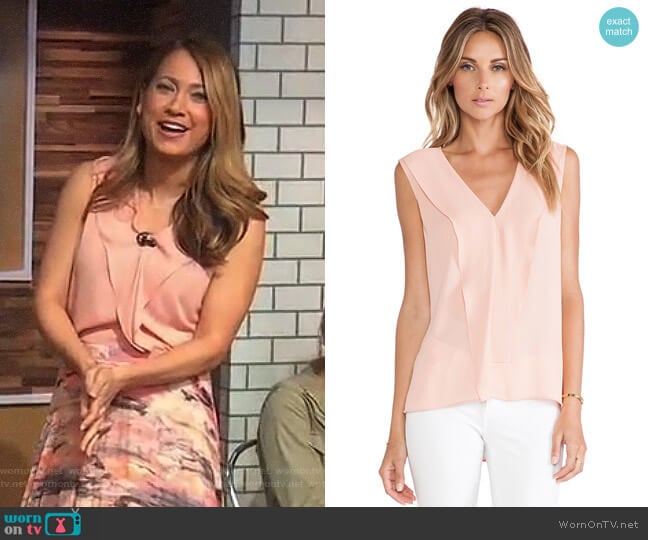 'Ellan' Top in Apricot Mist by Bcbgmaxazria worn by Ginger Zee on Good Morning America