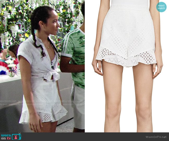 Bcbgmaxazria Janel Eyelet Shorts worn by Mattie Ashby (Lexie Stevenson) on The Young and the Restless