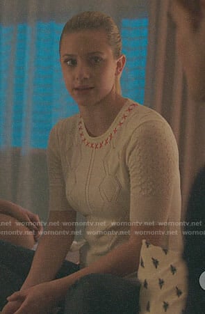 Betty's white top with x's on Riverdale