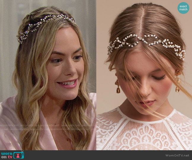 BHLDN Pearldrop Halo worn by Hope Logan (Annika Noelle) on The Bold and the Beautiful