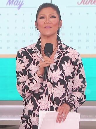 Julie’s black floral print top on The Talk