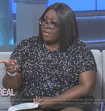 Loni’s black sequin embellished top on The Real