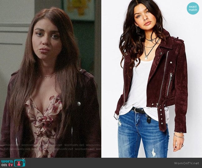 Blank NYC Suede Moto Biker Jacket worn by Haley Dunphy (Sarah Hyland) on Modern Family