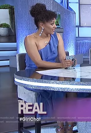 Tamera’s blue one shoulder dress on The Real