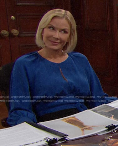 Brooke’s blue keyhole blouse on The Bold and the Beautiful