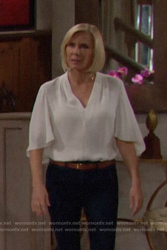 Brooke’s white v-neck top on The Bold and the Beautiful