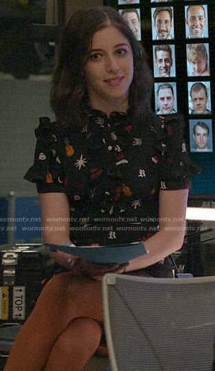 Cable's black icon print dress on Bull