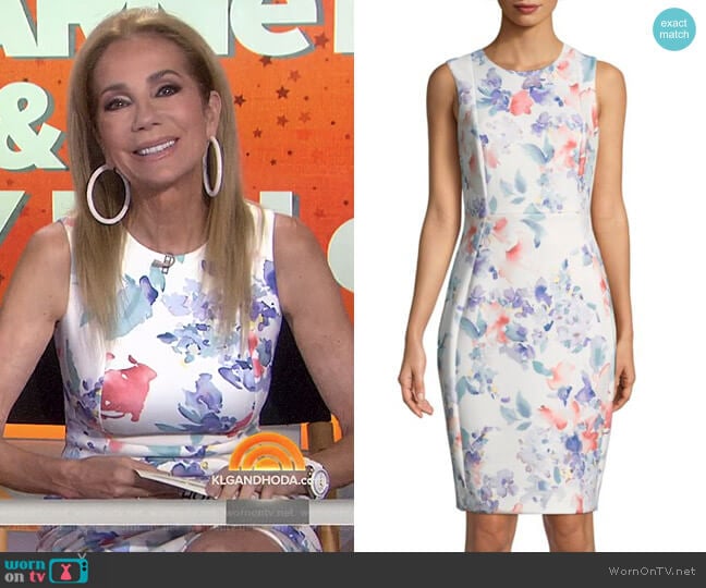 Sleeveless Floral Sheath Dress by Calvin Klein worn by Kathie Lee Gifford on Today