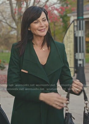 Cassie’s green wrap coat on Good Witch