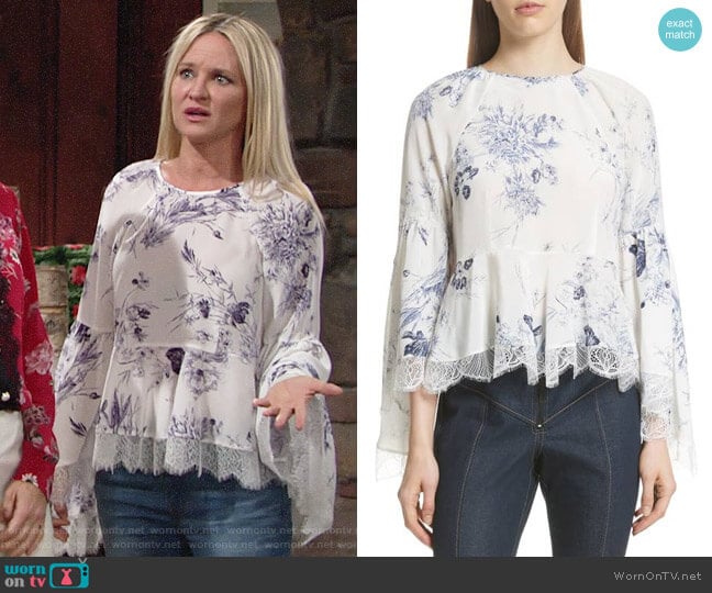 Cinq a Sept Avalon Top worn by Sharon Newman (Sharon Case) on The Young and the Restless