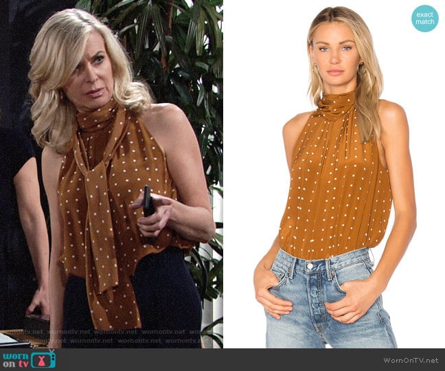 Diane von Furstenberg High Neck Tank in Arbor Dot Kola worn by Ashley Abbott (Eileen Davidson) on The Young and the Restless