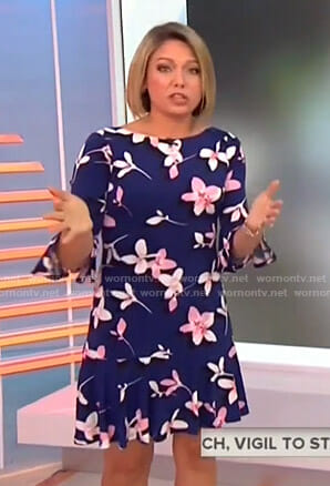 Dylan’s navy floral bell sleeve dress on Today