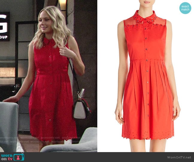 Elie Tahari Samiyah Mixed Media Shirt Dress worn by Abby Newman (Melissa Ordway) on The Young and the Restless