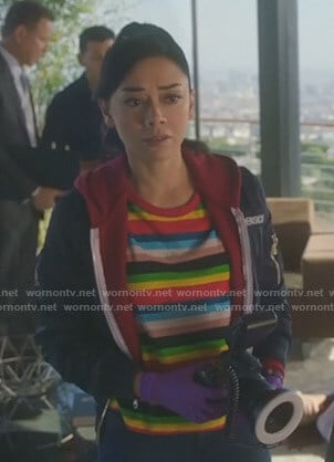 Ella's rainbow striped t-shirt on Lucifer