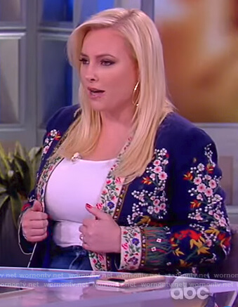 Meghan’s floral embroidered open jacket on The View