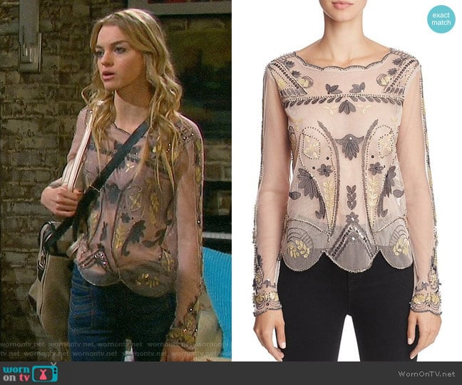 Endless Rose Embellished Mesh Top worn by Claire Brady (Olivia Keegan) on Days of our Lives